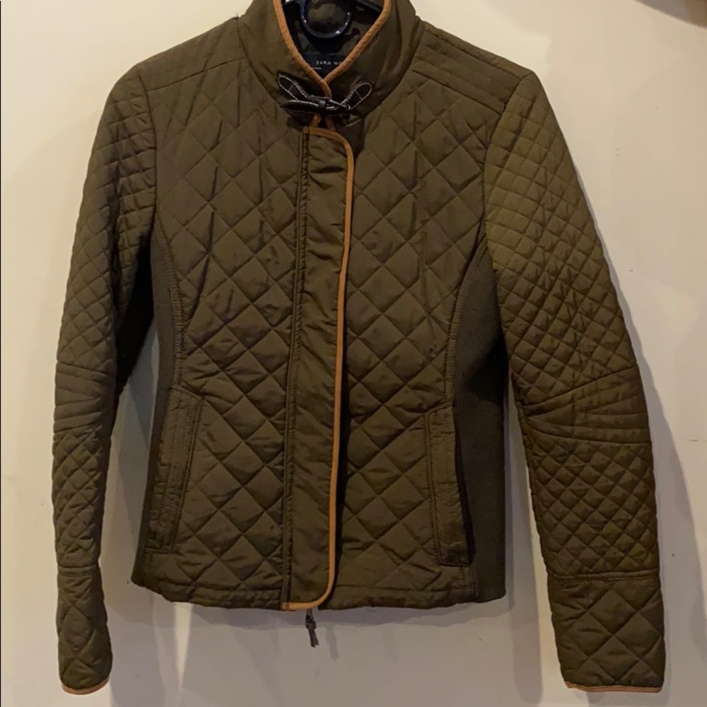 Olive Green Zara Woman Riding Jacket